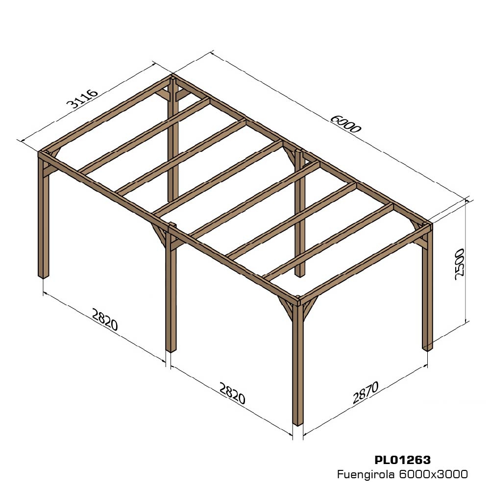 Pergola Fuengirola en bois lamellé collé autoportée de qualité supérieure