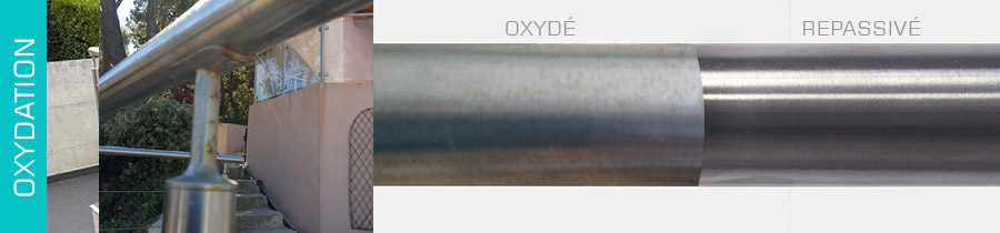 Oxydation garde-corps rouille inox