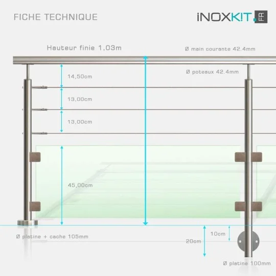 Balustrade câbles et verre