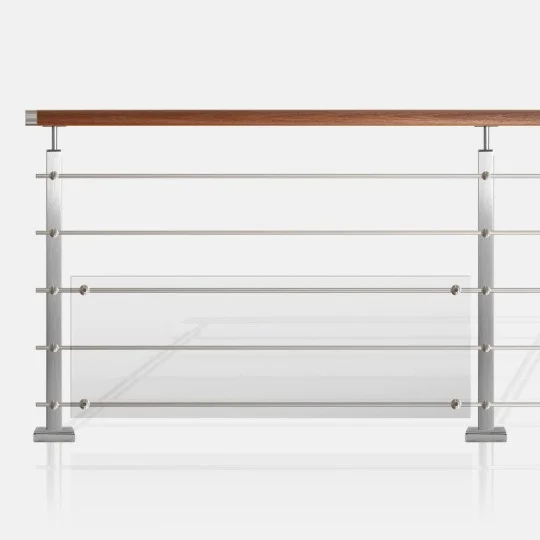garde-corps 5 tubes et polycarbonate profil carré