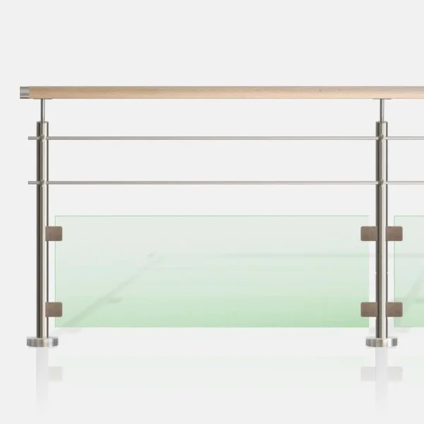 Kit balustrade tube inox et verre rampe en bois