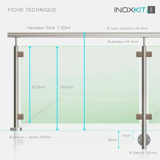 Garde-corps verre inox en kit