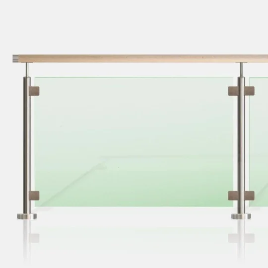 Kit balustrade verre inox avec main courante bois