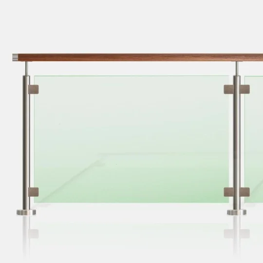 Kit rambarde verre inox avec main courante bois exotique