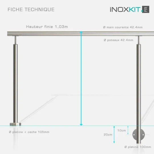 garde-corps inox sans remplissage