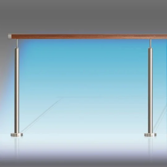 Balustrade sans remplissage led main courante bois exotique