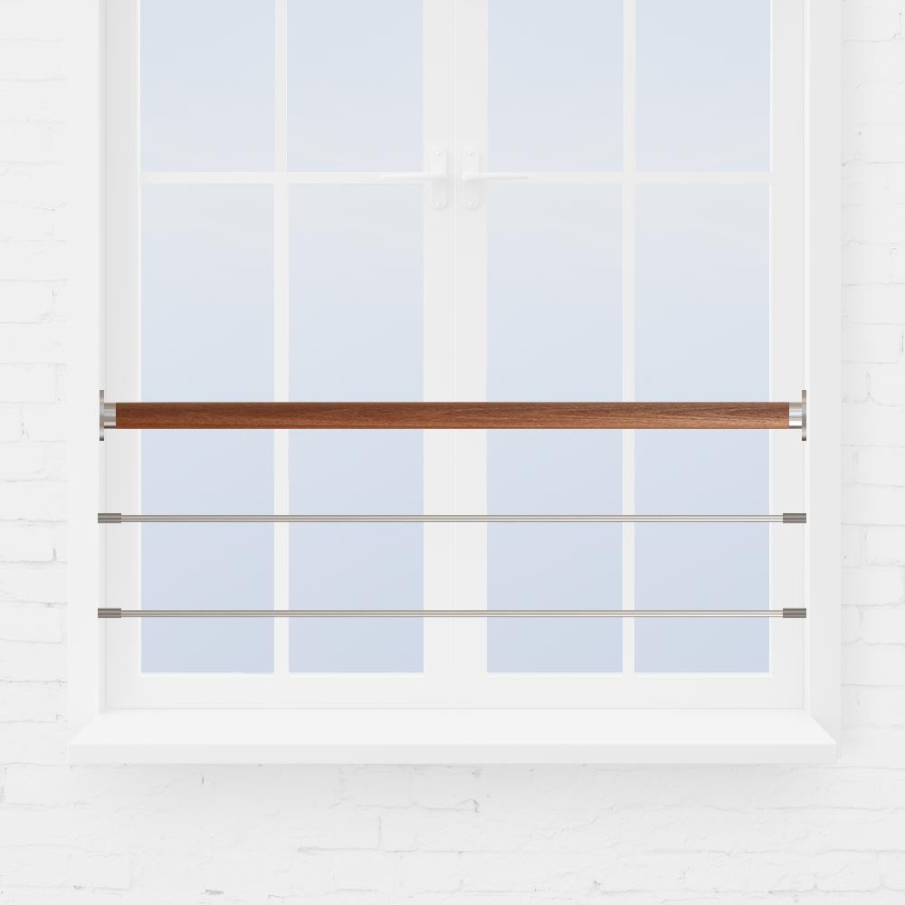 Kit barre appui de fenêtre à tube main courante bois exotique