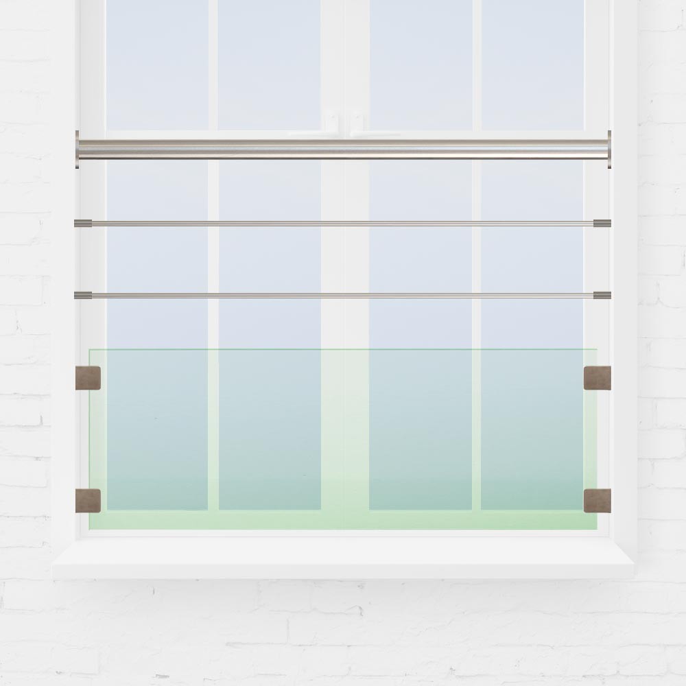 Balustrade fenêtre verre et tubes inox