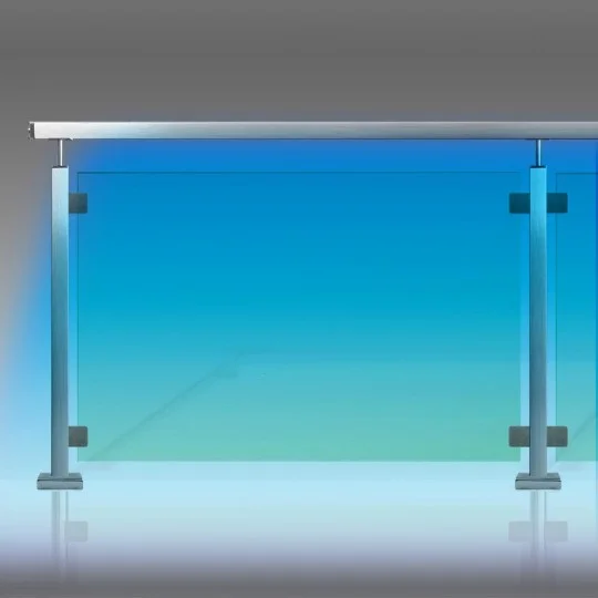 Garde-corps verre et leds tube inox carré