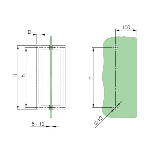 Barre de tirage rectangulaire inox