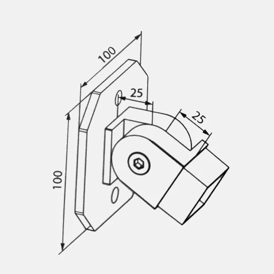 Platine murale orientable pour tube carré