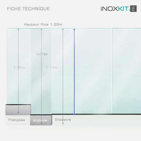 Garde-corps tout verre sur profilés 1010/4 pour ERP