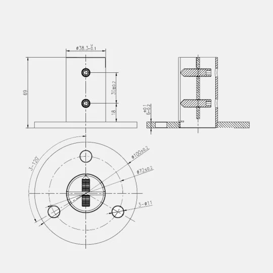 Platine inox ronde à la Française Ø100mm