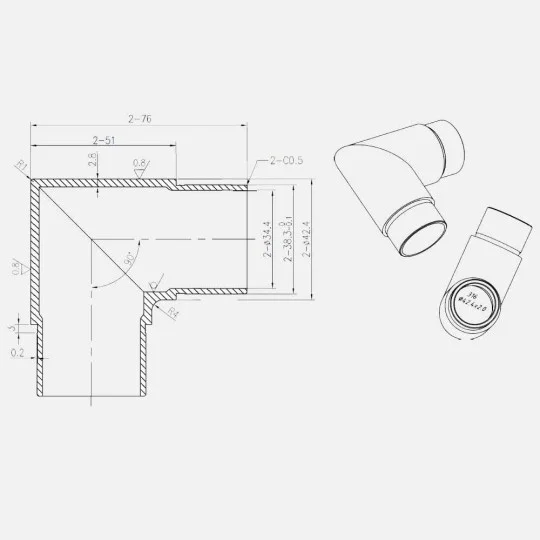 Coude inox, raccord à 90 degrés angle droit