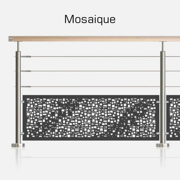 Garde-corps 3 câbles et tôle moiré