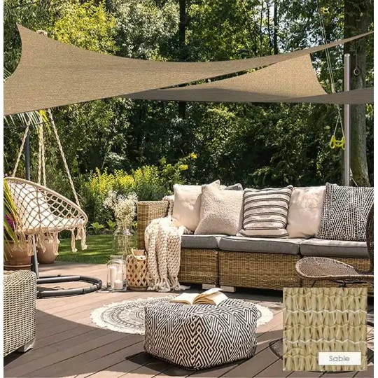 Destockage Voiles Ombrage polyéthylène Sable 4x4x4 m