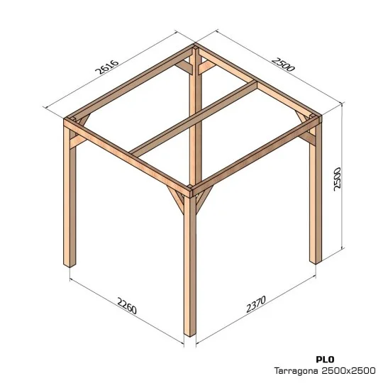 Pergola bois lamellé-collé autoportée Tarragona 2500x2500