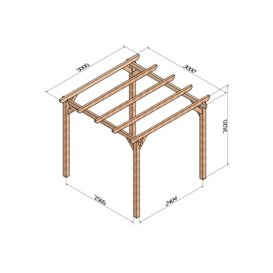 Pergola bois lamellé-collé autoportée Sitges 3x3