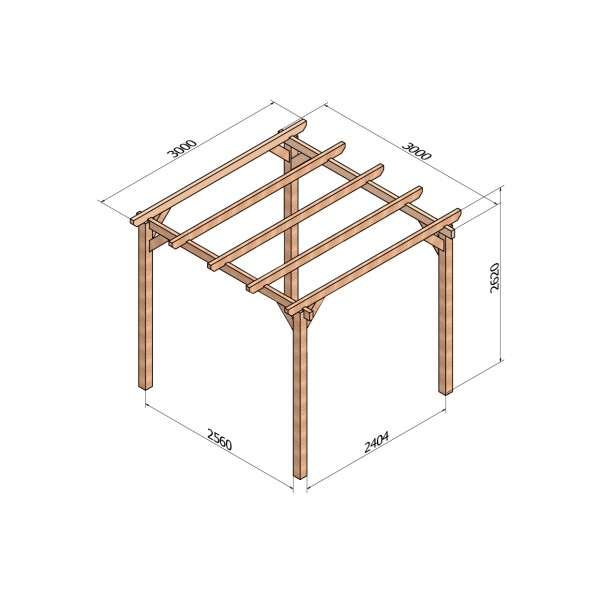 Pergola bois lamellé-collé autoportée Sitges 3x3