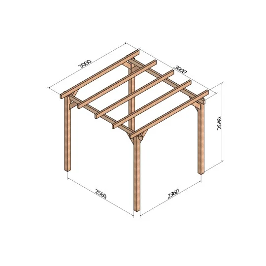 Pergola Linares bois lamellé-collé autoportée 3x3