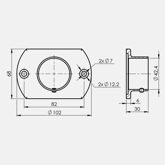 Platine murale inox rectangle ovale, Patère inox murale, platine, embase rectangulaire