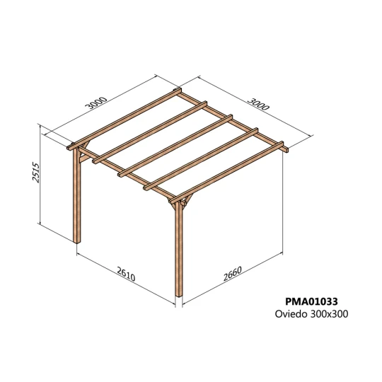 Pergola OVIEDO bois massif autoportée 3x3