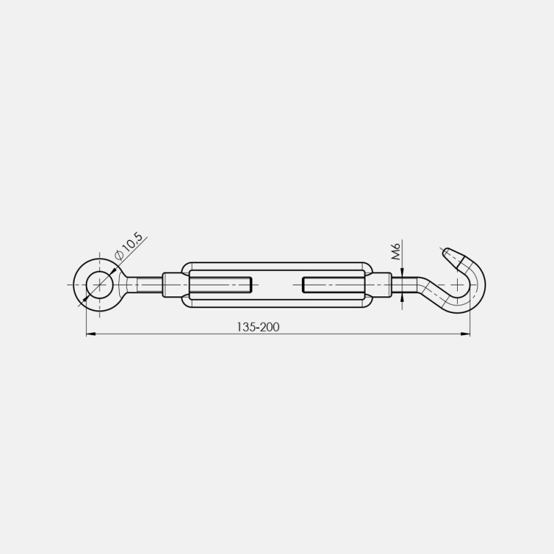 Tendeur crochet - crochet inox - 240 kg