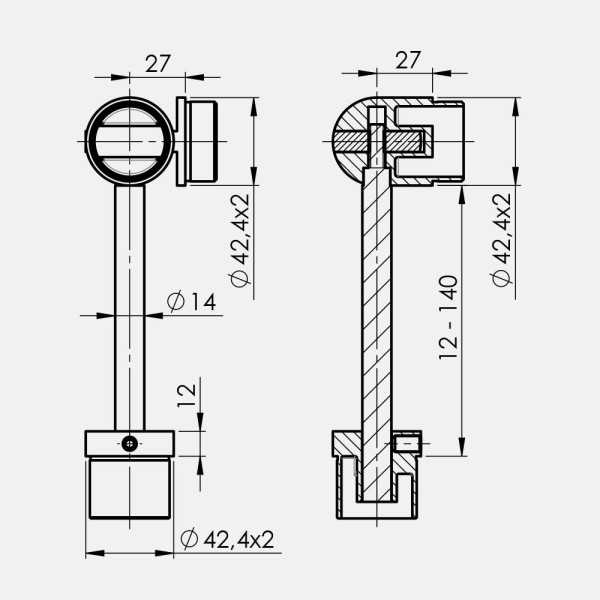 Support de main courante orientable droite et gauche réglable