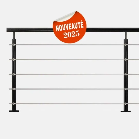 Garde-corps 5 lisses inox noir PVD