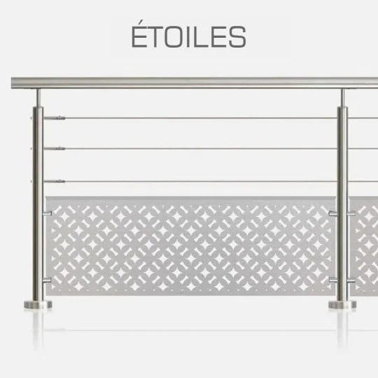 Garde-corps 3 câbles et tôle géométrique