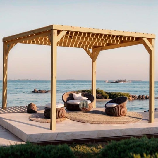 Pergola en bois autoportée avec toit semi ouvert