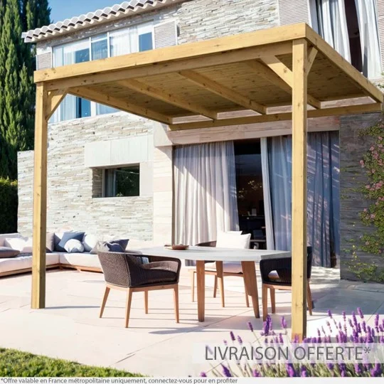 Pergola adossée avec toit