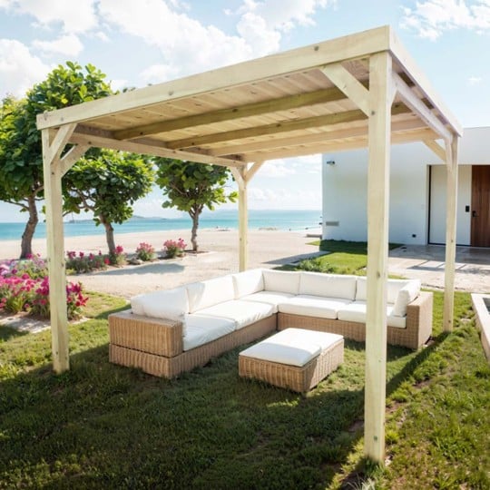 Pergola en bois avec toit