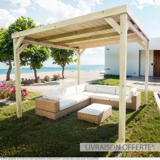 Pergola en bois avec toit