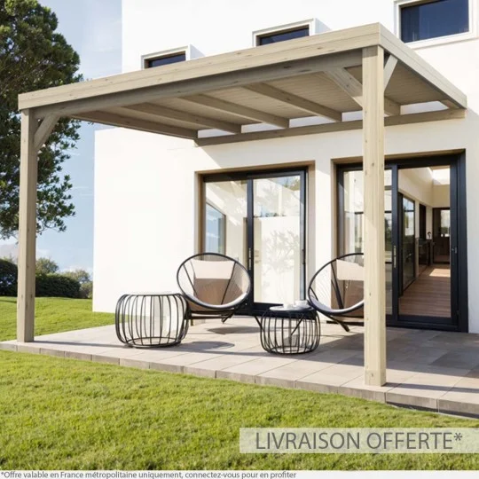 Pergola bois avec toit plein Reims
