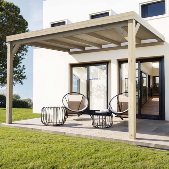 Pergola bois avec toit plein Reims