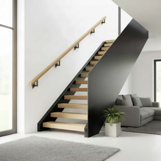 Kit main courante murale noir et bois