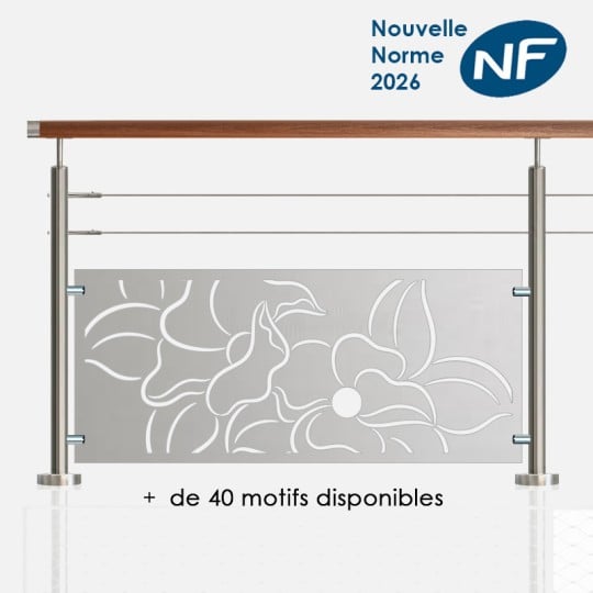 Kit garde corps 2 câbles et tôle avec motif
