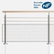 Garde-corps 2 lisses et filet main courante bois
