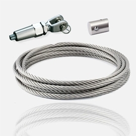 Kit 10m câble inox A4 4mm serti 1 coté + 1 tendeur