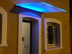 Marquise de porte en verre avec LED