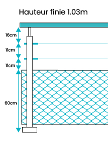 Fiche technique garde-corps 2 câbles avec filet