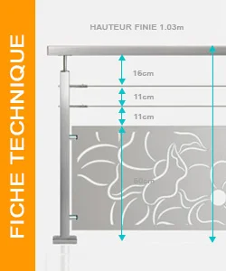 Fiche technique garde-corps à 2 lisses et tole perforée
